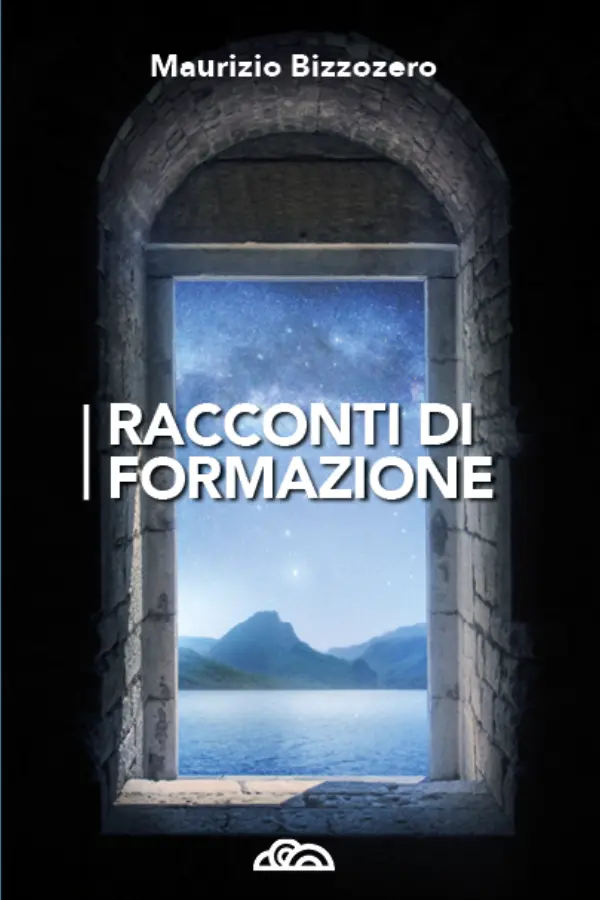 Copertina del libro "Racconti di Formazione" di Giacomo Bizzozero, Poliedricamente Edizioni. Illustrazione artistica di un profilo umano fuso con elementi botanici, fiori e una farfalla, a simboleggiare la crescita personale e l'ecologia profonda.